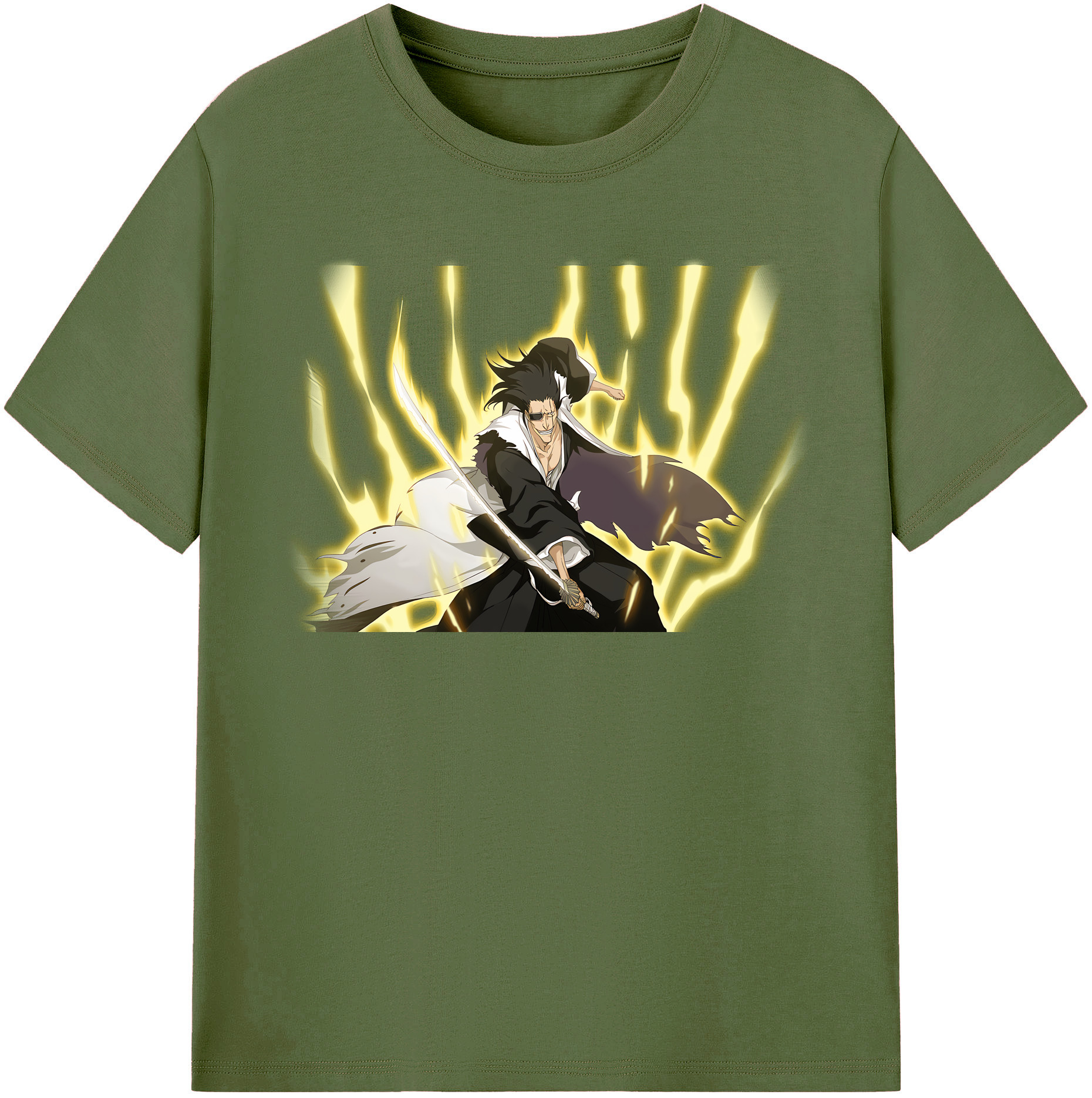（画像用） ブリーチ ざらき けんぱち BLEACH Zaraki Kenpachi 綿100％半袖Tシャツ（フロントプリント）
